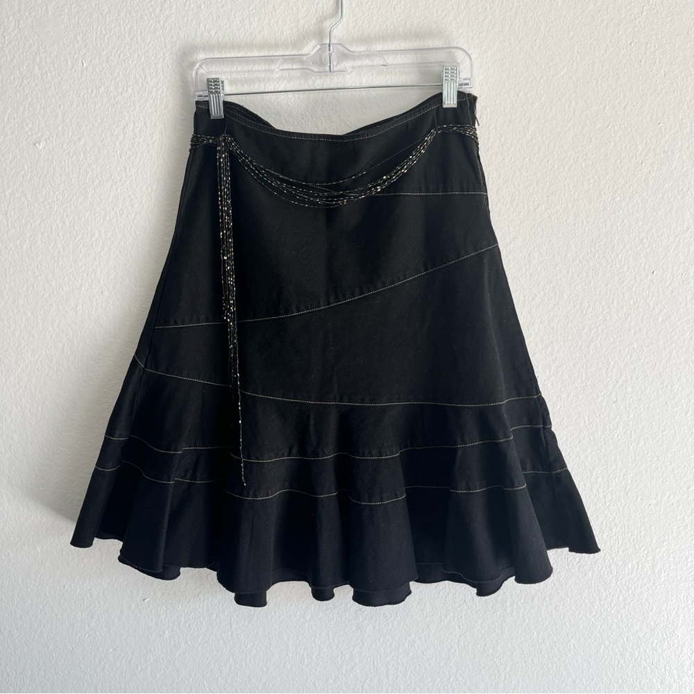 DKNY dark denim skirt with beaded belt